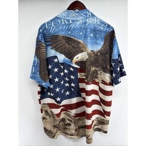 Patriotic American Eagle Flag Mount Rushmore Forever Xl Men's Button Down Light‎